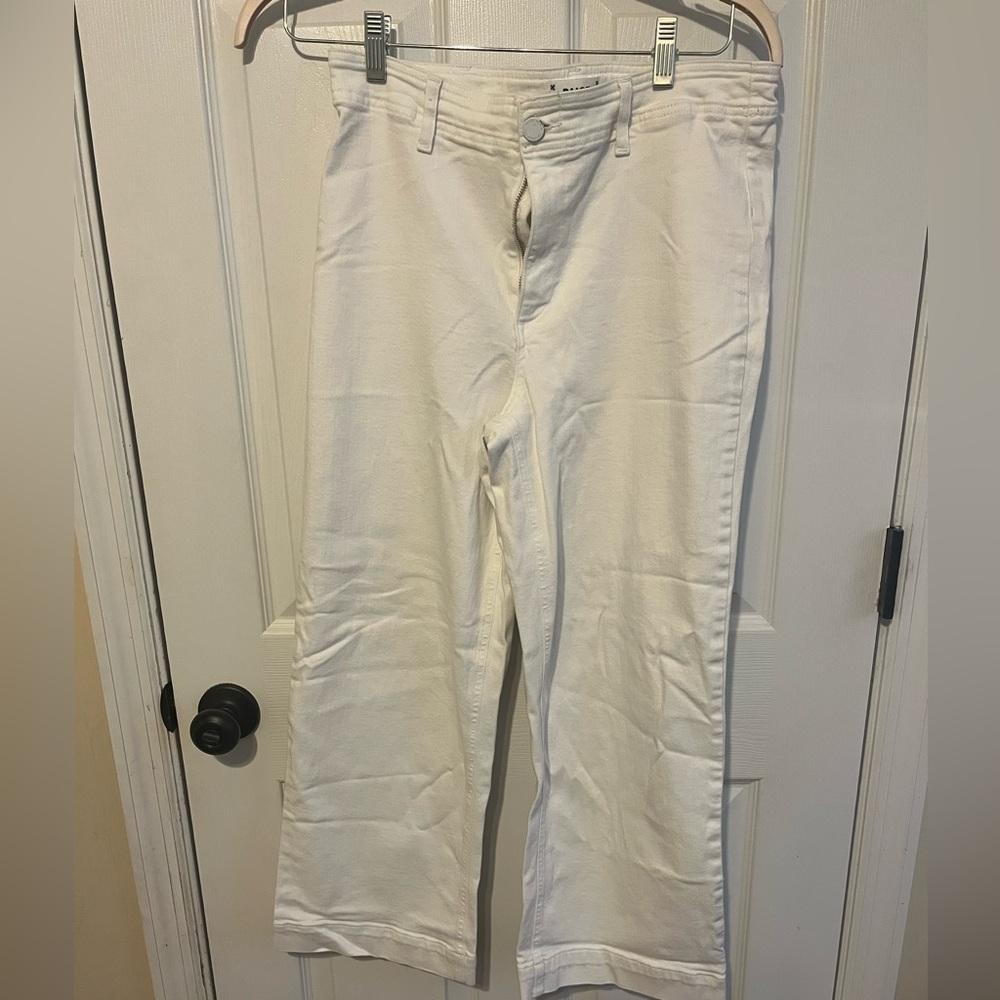 Paige white denim cropped jeans.